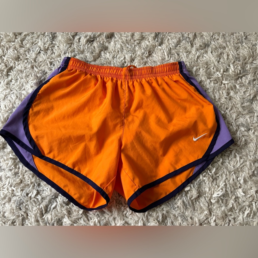 Nike Dri Fit Girl’s Orange Purple Running Shorts Size Medium